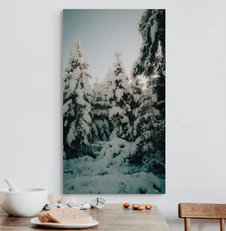 Tablou Canvas Pădure înzăpezită cu Zăpadă Pură, 50 x 90 cm – poza 3