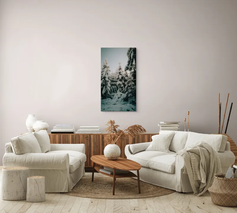 Tablou Canvas Pădure înzăpezită cu Zăpadă Pură, 50 x 90 cm – poza 7