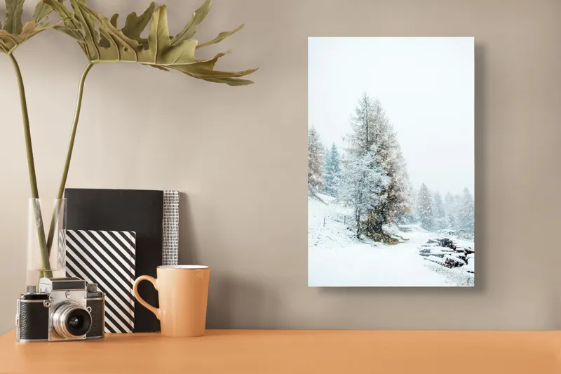 Tablou Canvas Peisaj Iarnă Pădure Zăpadă Calm Natură, 26 x 39 cm – poza 3
