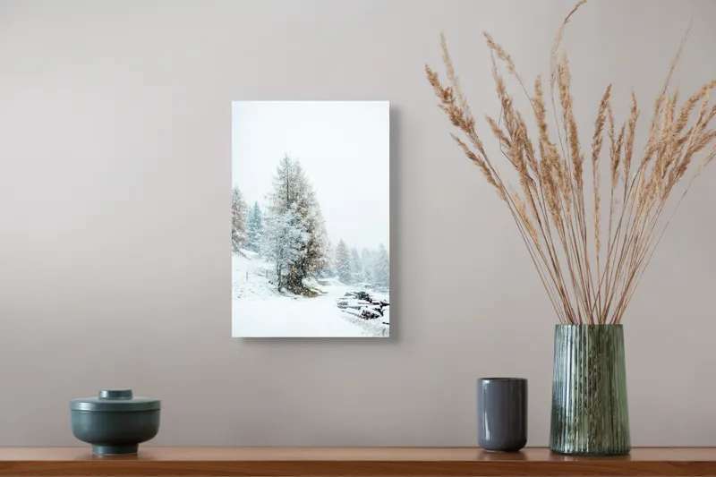 Tablou Canvas Peisaj Iarnă Pădure Zăpadă Calm Natură, 26 x 39 cm – poza 5