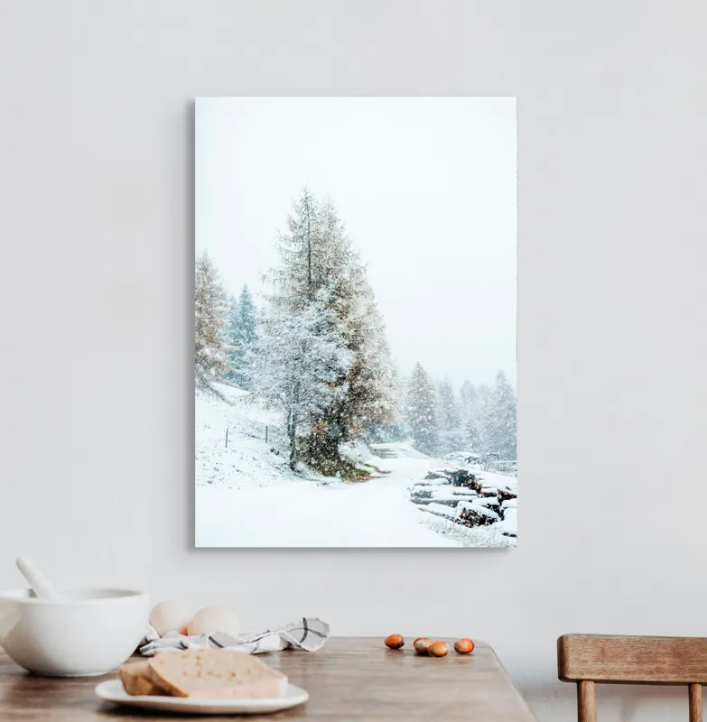 Tablou Canvas Peisaj Iarnă Pădure Zăpadă Calm Natură, 50 x 70 cm – poza 3