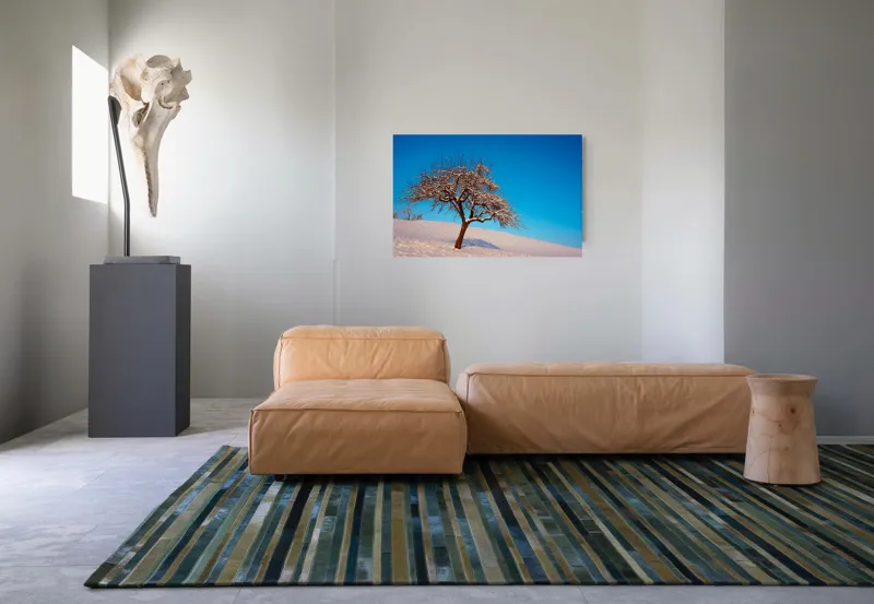 Tablou Canvas Copac pe zăpada albăstruie, Peisaj de Iarnă și Calm, 90 x 50 cm – poza 8