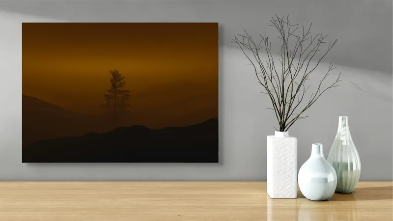 Tablou Canvas Silueta Copac în Lumina Amurgului Peisaj Noapte Mister, 70 x 50 cm – poza 3