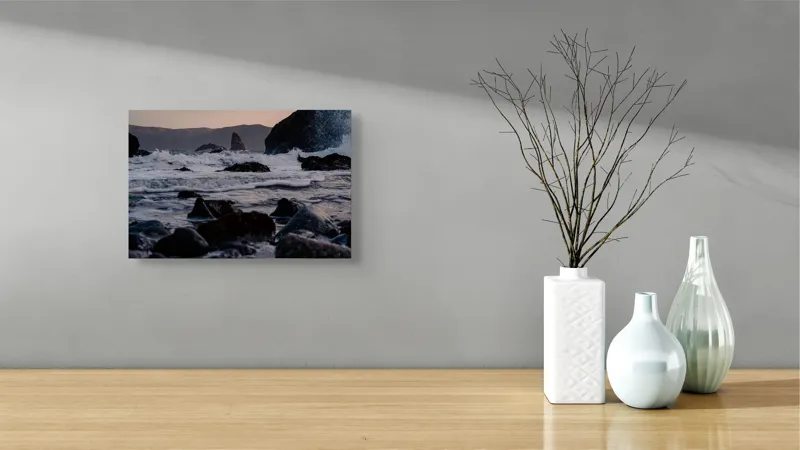 Tablou Canvas Valuri Spumoase la Apus Marin Albastru și Alb, 39 x 26 cm – poza 8