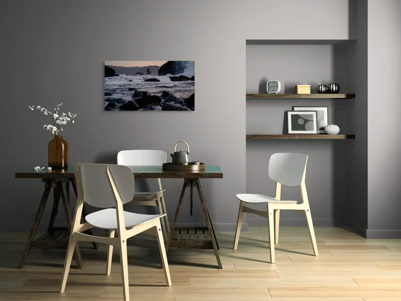 Tablou Canvas Valuri Spumoase la Apus Marin Albastru și Alb, 90 x 50 cm – poza 3