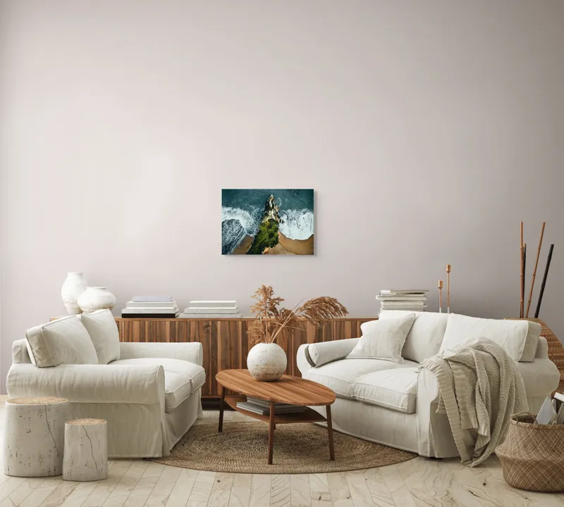 Tablou Canvas Natură Ocean Valuri Stânci Vegetație Contrast Dramatic, 54 x 39 cm – poza 5