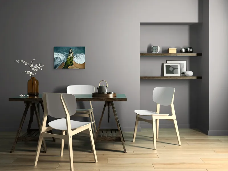 Tablou Canvas Natură Ocean Valuri Stânci Vegetație Contrast Dramatic, 54 x 39 cm – poza 6
