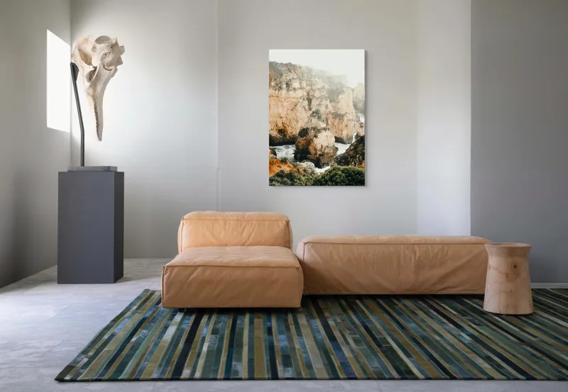 Tablou Canvas pe temă de stâncă și ocean cu vegetație și ceață, 70 x 100 cm – poza 7