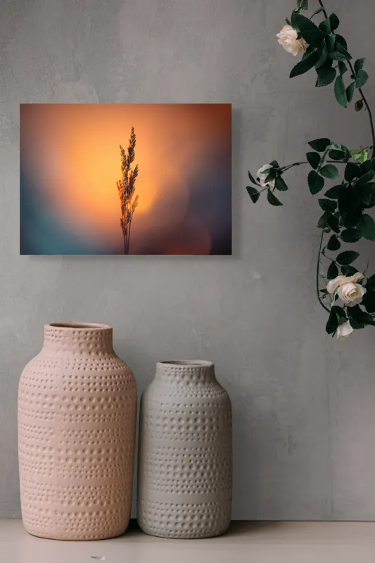Tablou Canvas Natură Apus Siluetă Iarbă Lumină Contrast Simplitate, 54 x 39 cm – poza 8
