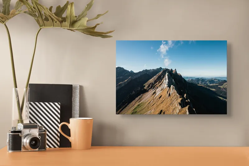 Tablou Canvas Peisaj Munte Panoramă Natură Cer Albastru Perspective, 39 x 26 cm – poza 3