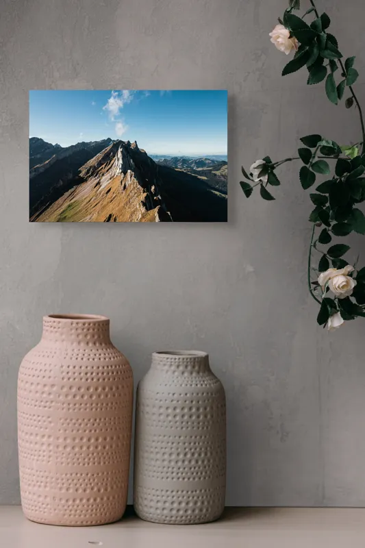 Tablou Canvas Peisaj Munte Panoramă Natură Cer Albastru Perspective, 39 x 26 cm – poza 4