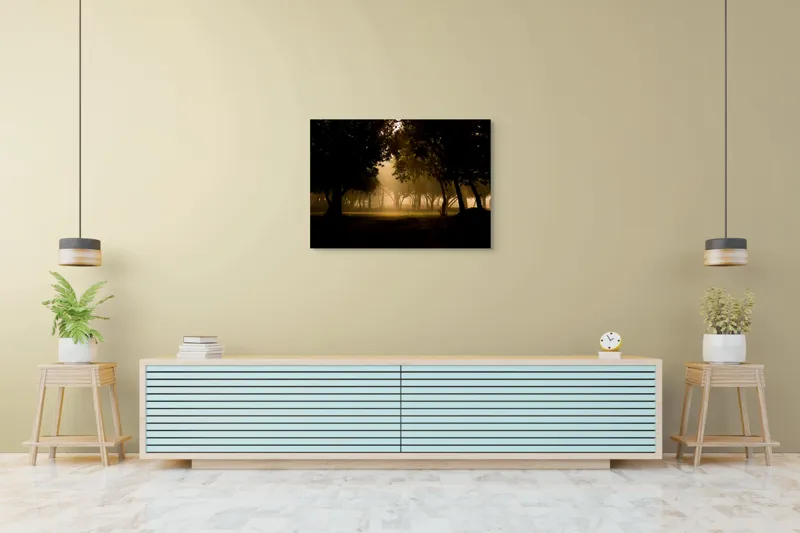 Tablou Canvas Natură Răsărit Pădure Lumina Siluete, 100 x 70 cm – poza 4