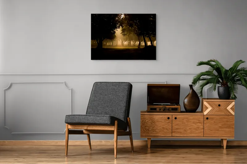 Tablou Canvas Natură Răsărit Pădure Lumina Siluete, 100 x 70 cm – poza 8