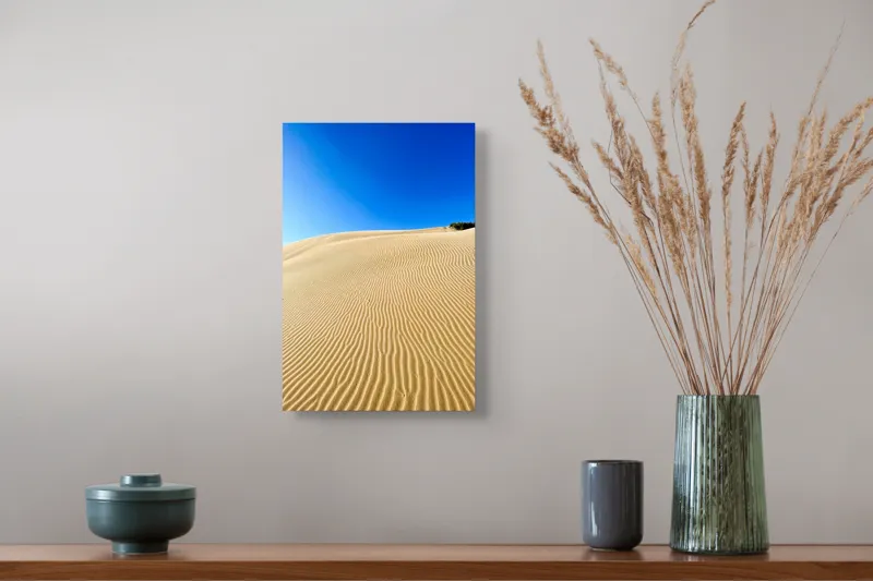 Tablou Canvas Dunele de nisip sub cer senin, Vânt și Albastru, 26 x 39 cm – poza 5