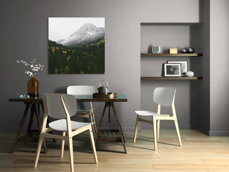 Tablou Canvas Natură Munți Pădure Zăpadă Toamnă Iarnă, 100 x 100 cm – poza 6