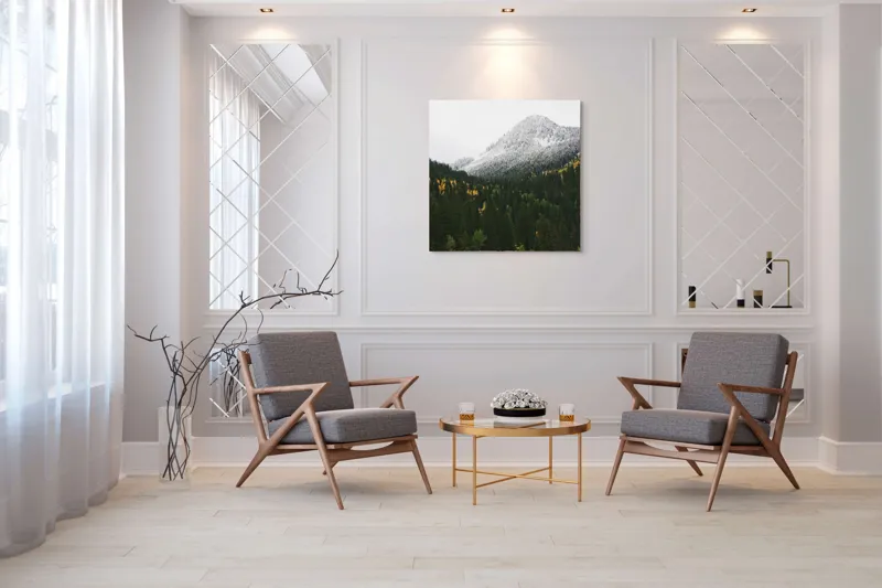 Tablou Canvas Natură Munți Pădure Zăpadă Toamnă Iarnă, 100 x 100 cm – poza 7