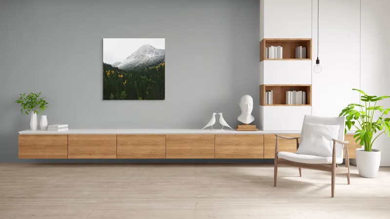 Tablou Canvas Natură Munți Pădure Zăpadă Toamnă Iarnă, 100 x 100 cm – poza 8