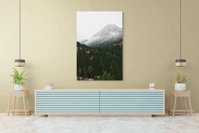 Tablou Canvas Natură Munți Pădure Zăpadă Toamnă Iarnă, 100 x 150 cm – poza 4