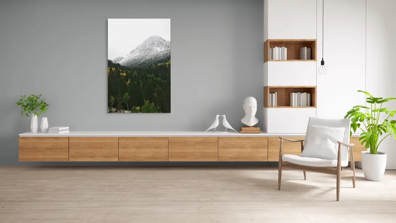 Tablou Canvas Natură Munți Pădure Zăpadă Toamnă Iarnă, 100 x 150 cm – poza 8