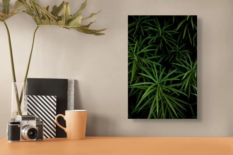 Tablou Canvas Frunziș Verde Natură Tropical Abundență Textură, 26 x 39 cm – poza 3