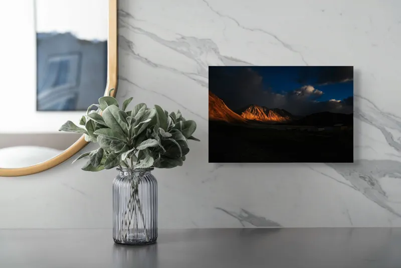 Tablou Canvas Peisaj Seară Munți Lumină Umbre Contrast Tranquilitate, 39 x 26 cm – poza 5