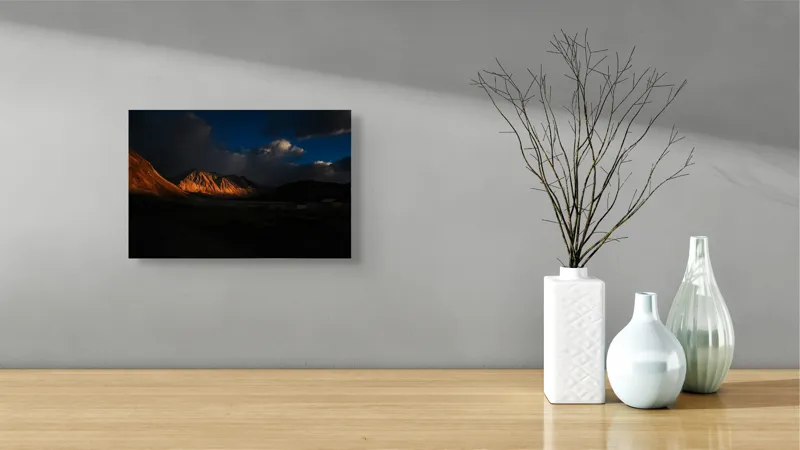 Tablou Canvas Peisaj Seară Munți Lumină Umbre Contrast Tranquilitate, 39 x 26 cm – poza 8