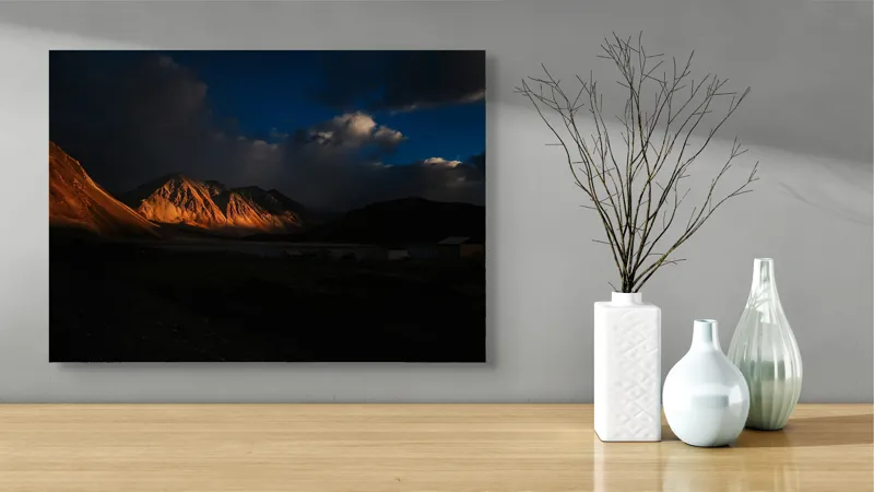 Tablou Canvas Peisaj Seară Munți Lumină Umbre Contrast Tranquilitate, 70 x 50 cm – poza 3