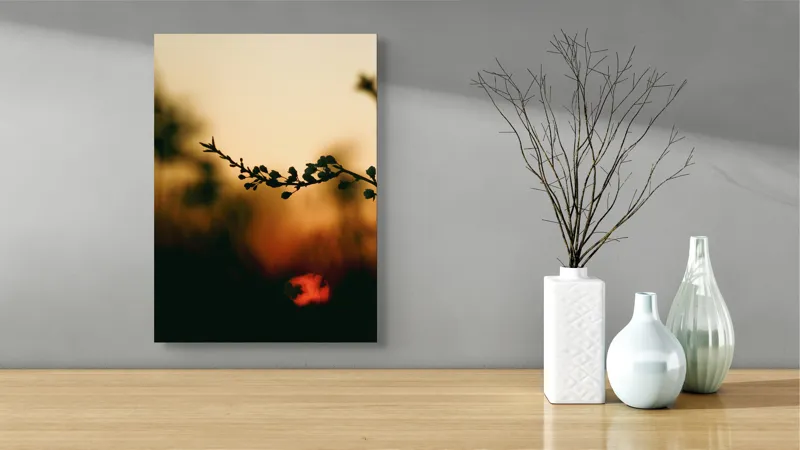 Tablou Canvas Apus de Soare printre Ramuri Natură Calm, 39 x 54 cm – poza 4
