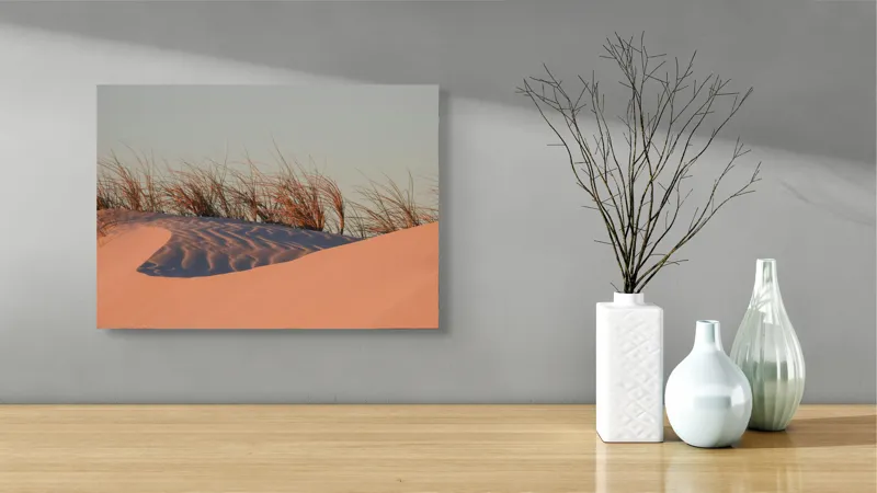 Tablou Canvas Umbrele serii pe dunele aurii Textură Calm Serenitate, 54 x 39 cm – poza 3