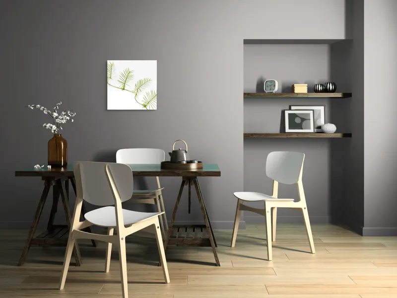 Tablou Canvas Frunze Verzi pe Fond Alb - Design Natural și Minimalist, 50 x 50 cm – poza 8