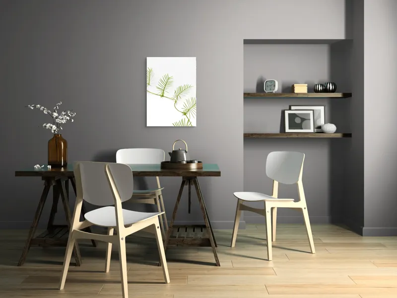 Tablou Canvas Frunze Verzi pe Fond Alb - Design Natural și Minimalist, 50 x 70 cm – poza 5