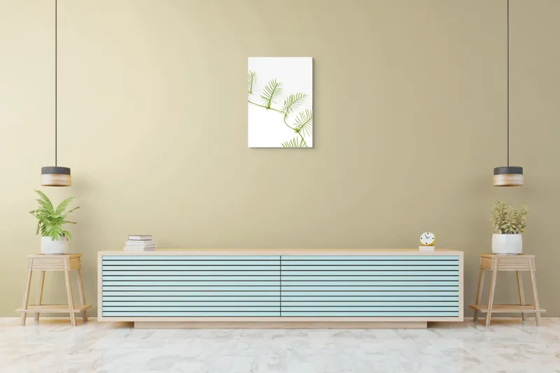 Tablou Canvas Frunze Verzi pe Fond Alb - Design Natural și Minimalist, 50 x 70 cm – poza 6