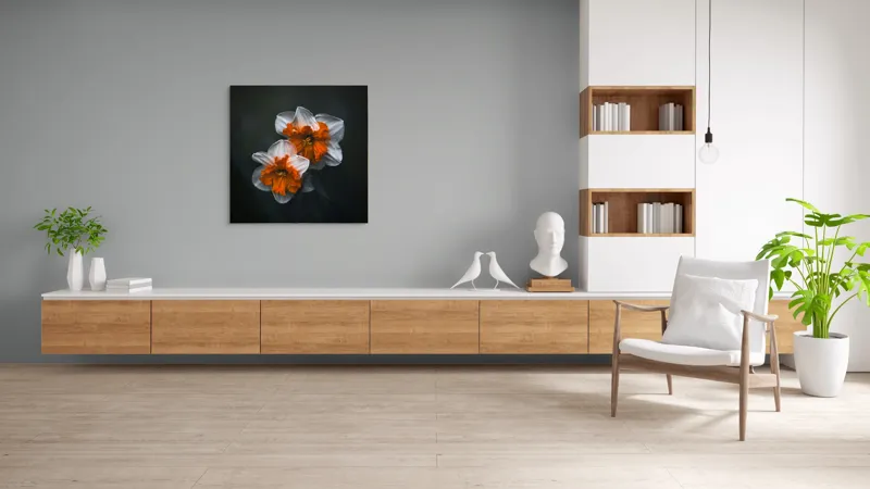 Tablou Canvas Flori de Narcisă în Lumină Difuză Artă Naturală, 100 x 100 cm – poza 8