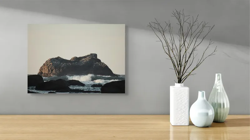 Tablou Canvas Peisaj Natură Ocean Stânci Valuri Apus Calm, 54 x 39 cm – poza 3