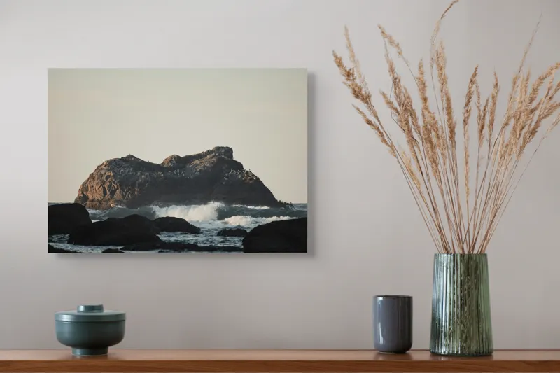Tablou Canvas Peisaj Natură Ocean Stânci Valuri Apus Calm, 54 x 39 cm – poza 4