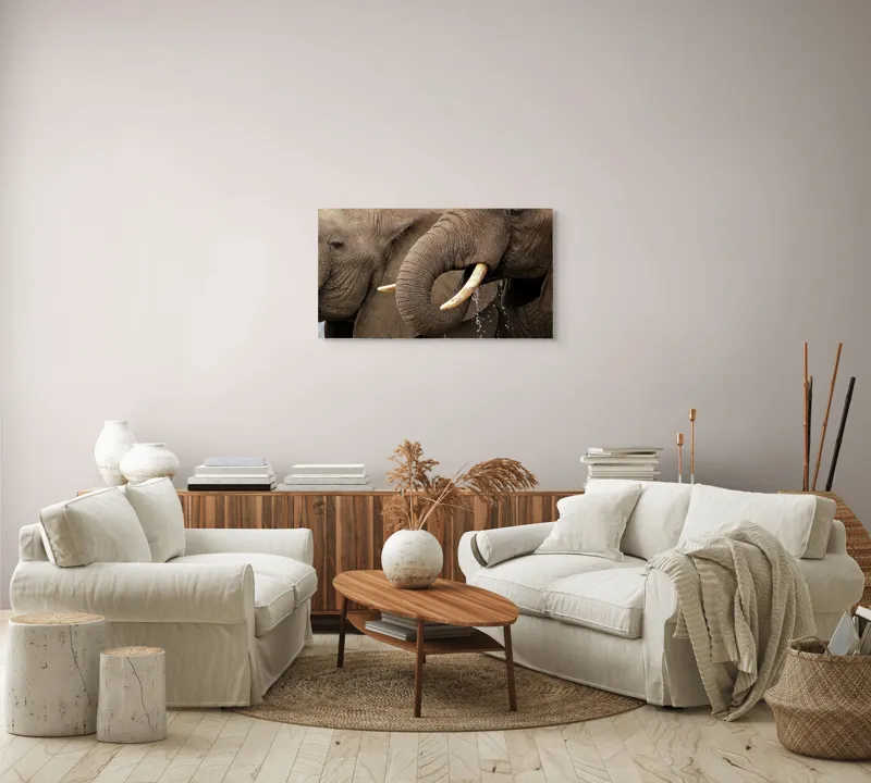 Tablou Canvas Elefanți Savanei Africane în Amurg Natură Forță, 90 x 50 cm – poza 4