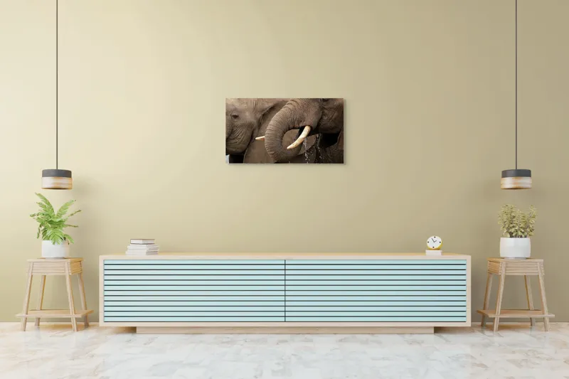 Tablou Canvas Elefanți Savanei Africane în Amurg Natură Forță, 90 x 50 cm – poza 5