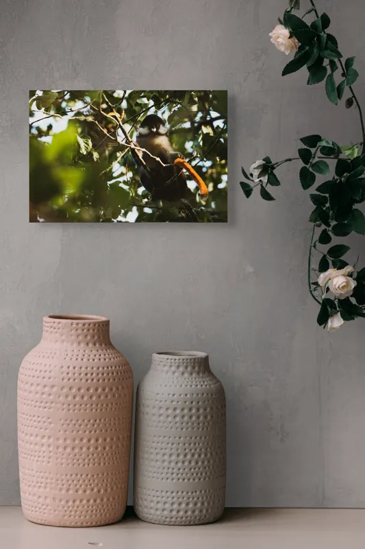 Tablou Canvas Natură Maimuță printre crengi verzi și luminoase, 39 x 26 cm – poza 4