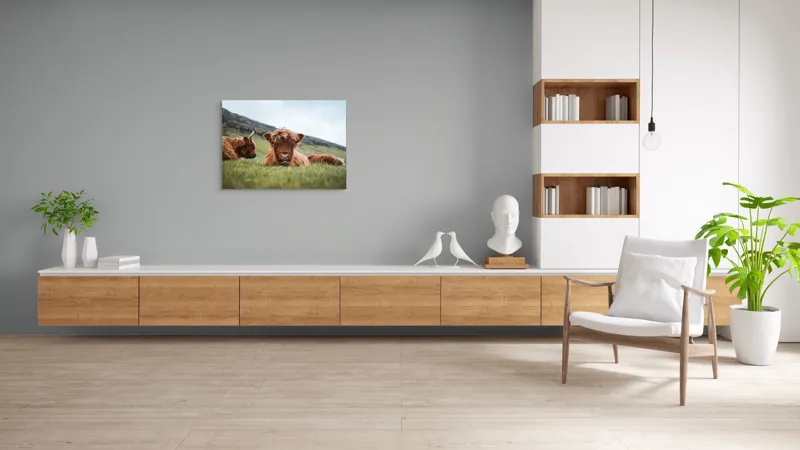 Tablou Canvas Tauri Pufoși Odihnindu-se pe Câmp, 100 x 70 cm – poza 6