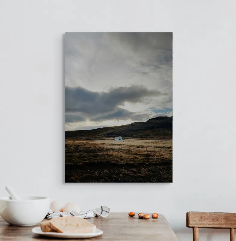 Tablou Canvas Peisaj Casă sub Cer înnorat Natură Solitudine, 50 x 70 cm – poza 3