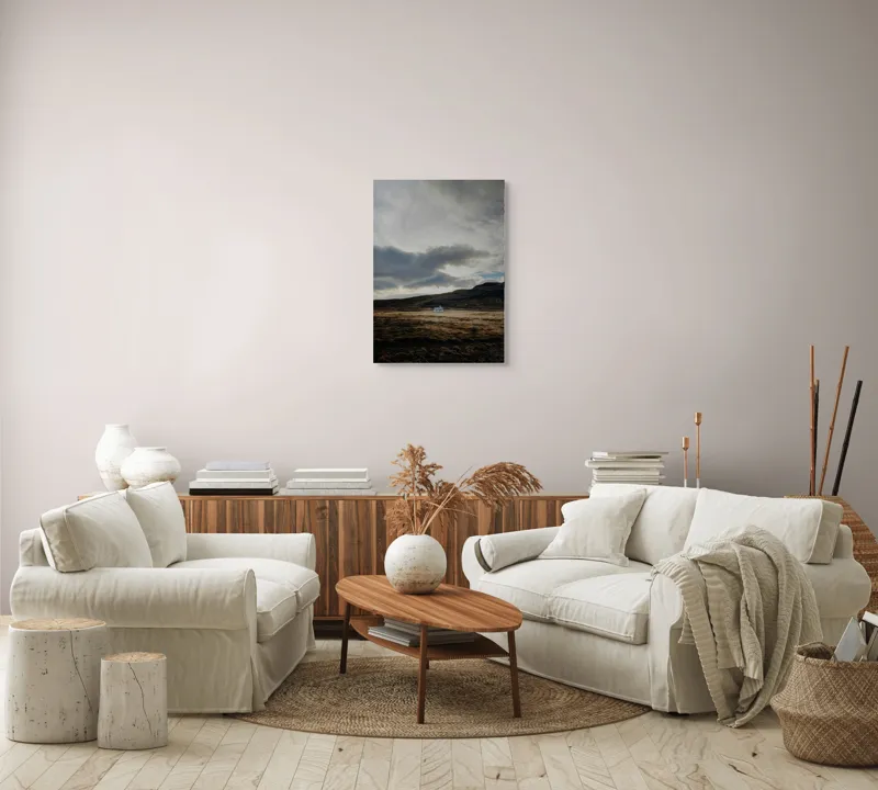Tablou Canvas Peisaj Casă sub Cer înnorat Natură Solitudine, 50 x 70 cm – poza 4