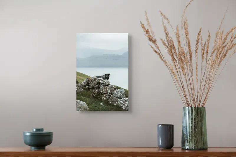 Tablou Canvas Peisaj Noros cu Oaie pe Deal Stâncos, 26 x 39 cm – poza 5