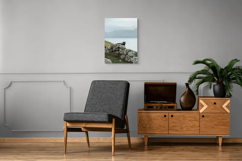 Tablou Canvas Peisaj Noros cu Oaie pe Deal Stâncos, 50 x 70 cm – poza 8