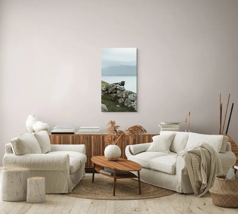 Tablou Canvas Peisaj Noros cu Oaie pe Deal Stâncos, 50 x 90 cm – poza 7