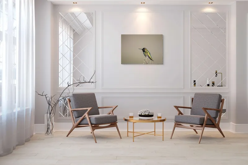 Tablou Canvas Colibri pe crenguță solitară, Artă Naturală, 100 x 70 cm – poza 5
