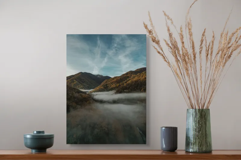 Tablou Canvas Peisaj Norvegian Cu Culorile Toamnei, 39 x 54 cm – poza 3