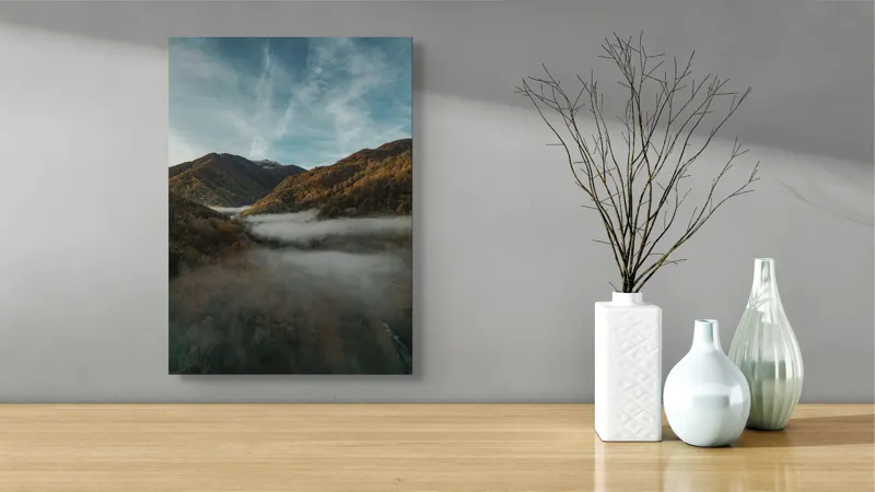 Tablou Canvas Peisaj Norvegian Cu Culorile Toamnei, 39 x 54 cm – poza 4