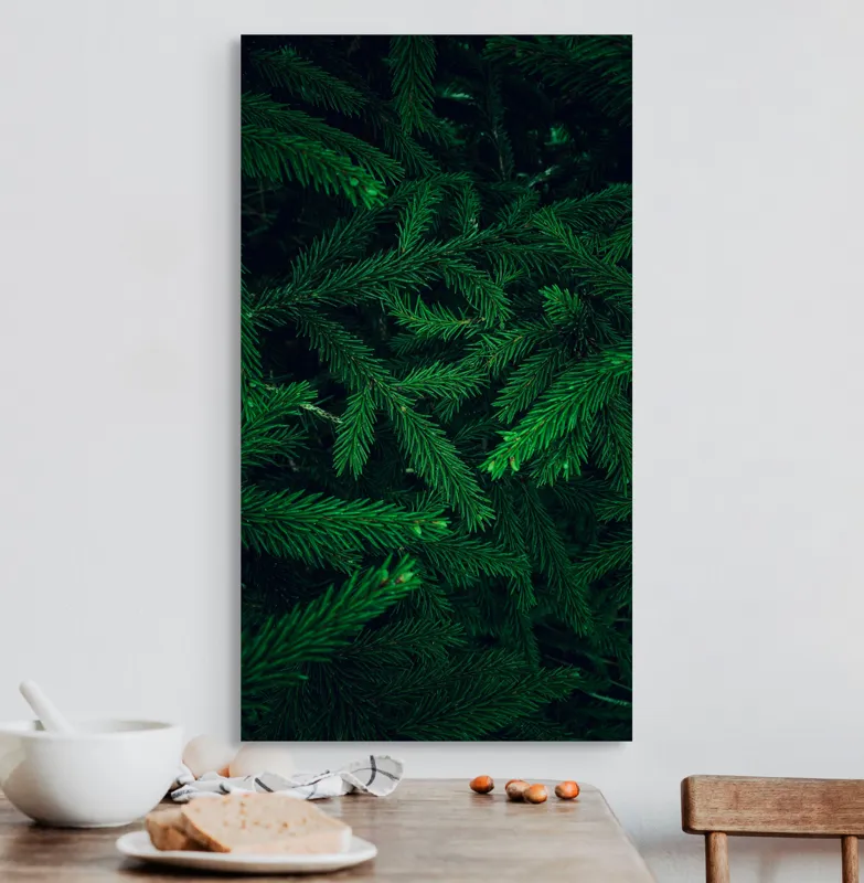 Tablou Canvas, "Verde infinit în ramuri dese", Verde, Densitate, Textură, Frunziș, Natură, Profunzime, Mister, Viu, 50 x 90 cm – poza 3