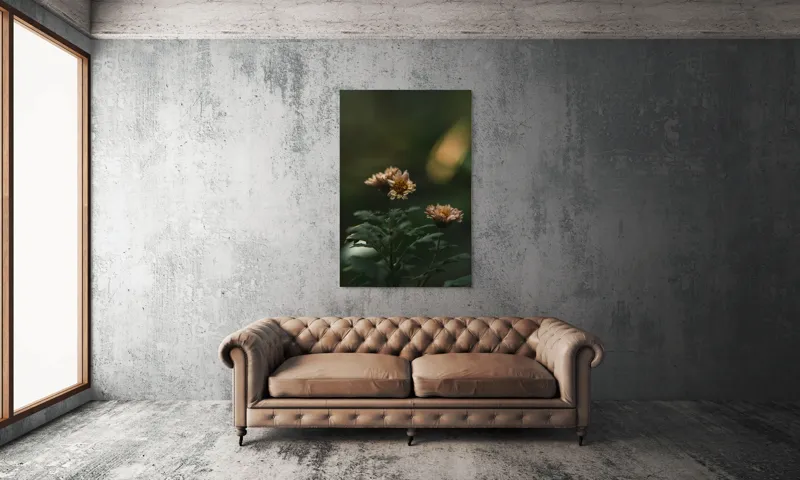 Tablou Canvas, "Tandrețea florilor la apus", Flori, Frunze, Natură, Seninătate, Blândețe, Lumini, Umbre, Verde, Petale, Înfloresc, Calm, Estetică, Delicat, Fragilitate, Armonie., 100 x 150 cm – poza 6
