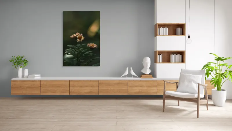 Tablou Canvas, "Tandrețea florilor la apus", Flori, Frunze, Natură, Seninătate, Blândețe, Lumini, Umbre, Verde, Petale, Înfloresc, Calm, Estetică, Delicat, Fragilitate, Armonie., 100 x 150 cm – poza 8